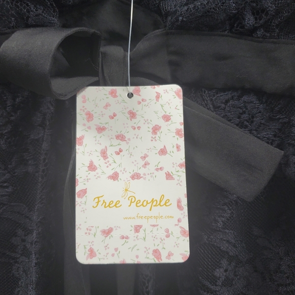 Free People Chante Lace Tank Top Black Boho NEW - Picture 8 of 9